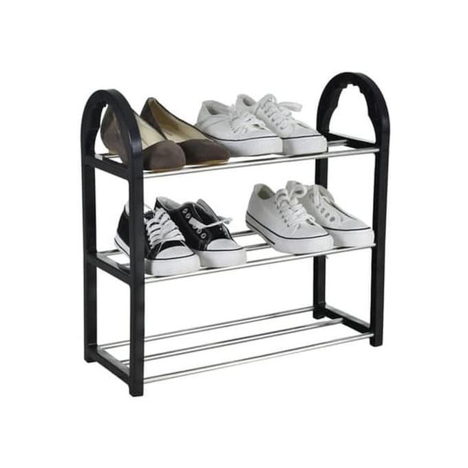 A138 Rak Sepatu Minimalis 3 Susun Bahan Metal 3 Tiers Shoes Rack New Shopee Indonesia