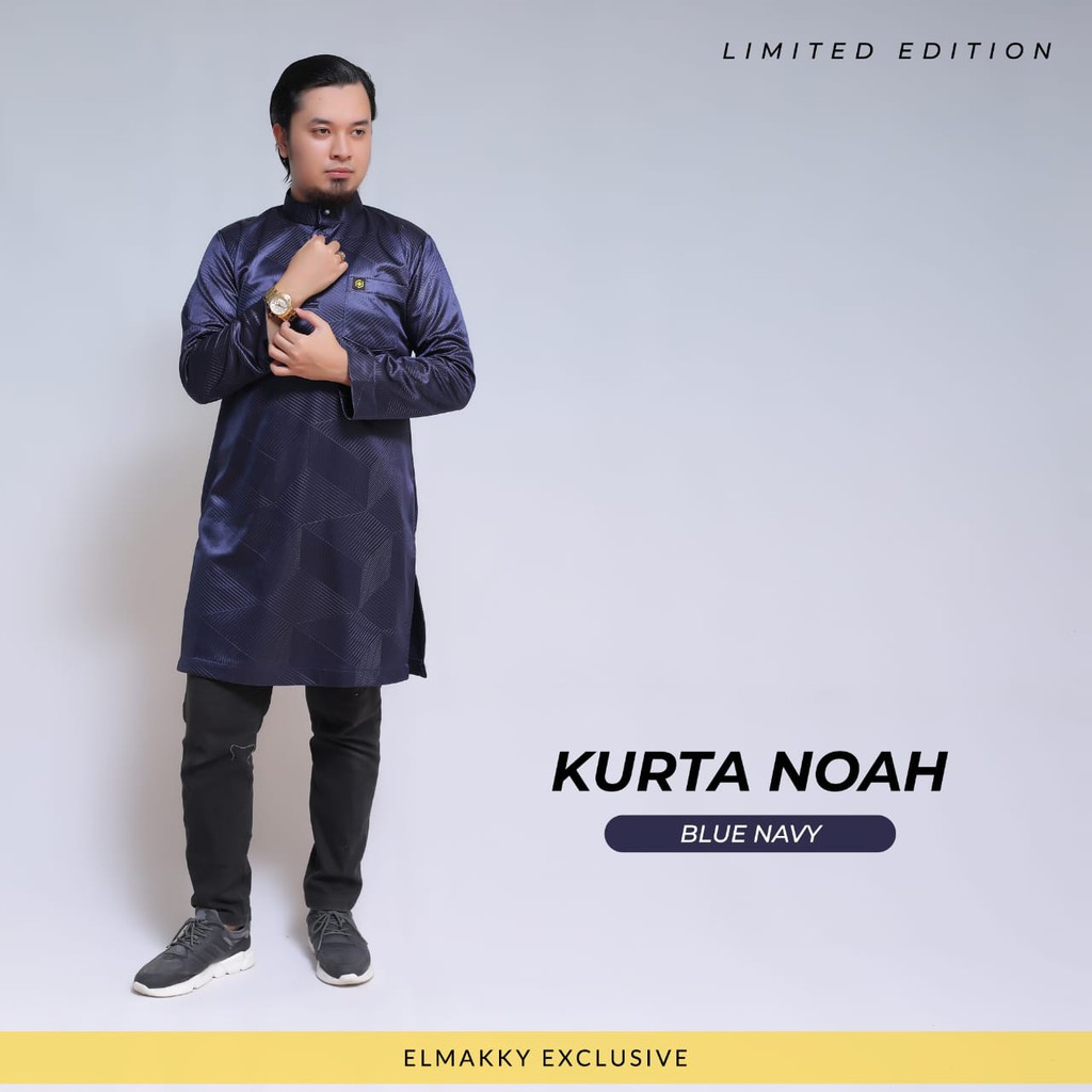 NEW ELMAKKY 2020 KURTA NOAH BLUE NAVY BY ELMAKKY EXCLUSIVE | JUBAH KURTA PRIA ELMAKKY