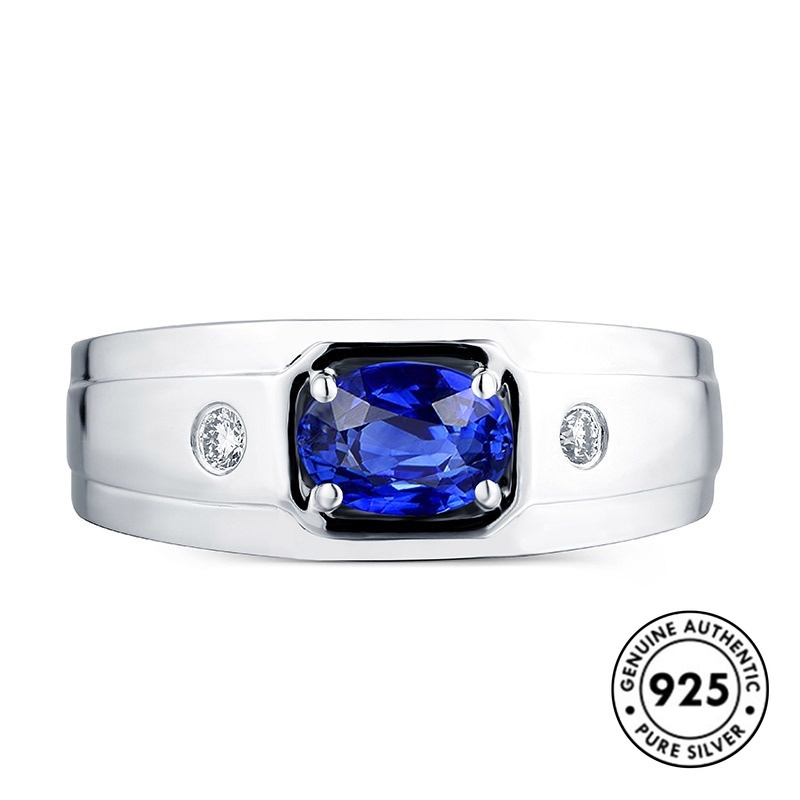 Cincin Sterling Silver 925 Model Tetesan Air Dengan Batu Safir Untuk Wanita Sapphire