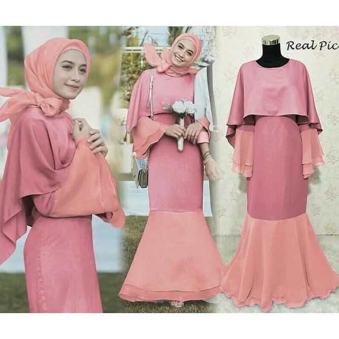 BAJU GAMIS MUSLIM / GAMIS PESTA INDAH PINK / GAMIS KONDANGAN MEWAH