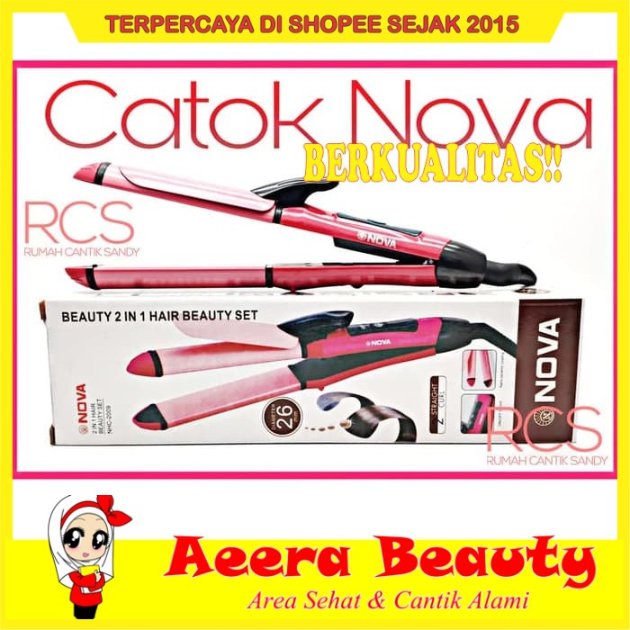 GRATIS ONGKIR NOVA NHC-2009 ~ 2in1 Lurus & Keriting curly ~ Catokan Rambut Mini RC0026