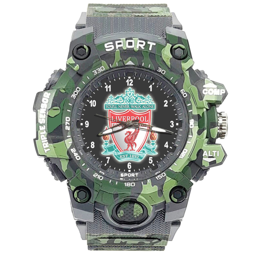 (ISTIMEWA BOSSQUE) JAM CUSTOM LIVERPOOL STRAP ARMY - 5 Warna