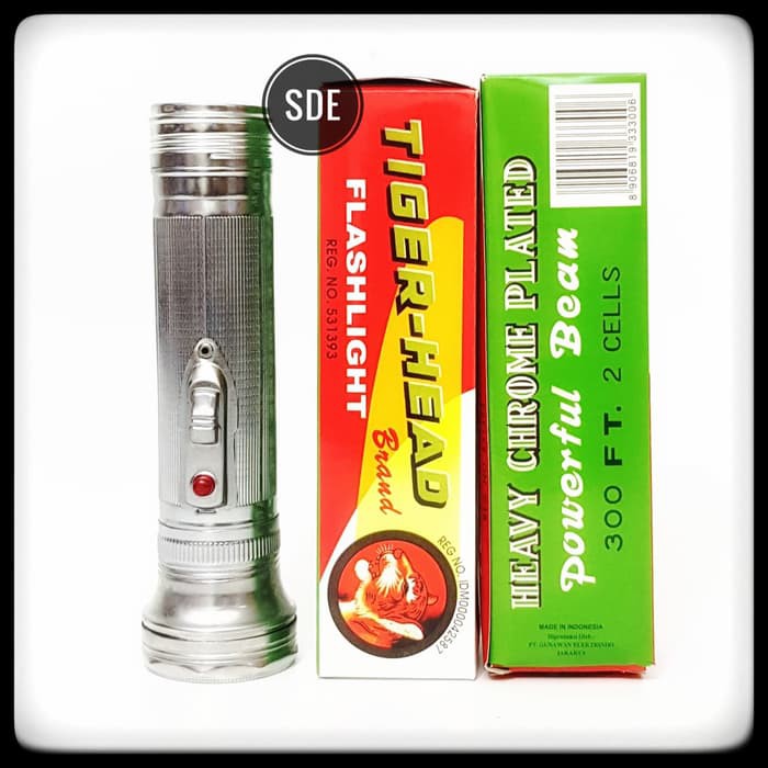 Senter Tiger Clasik jadul FT 300 2 batu Baterai Besar-Senter Vintag