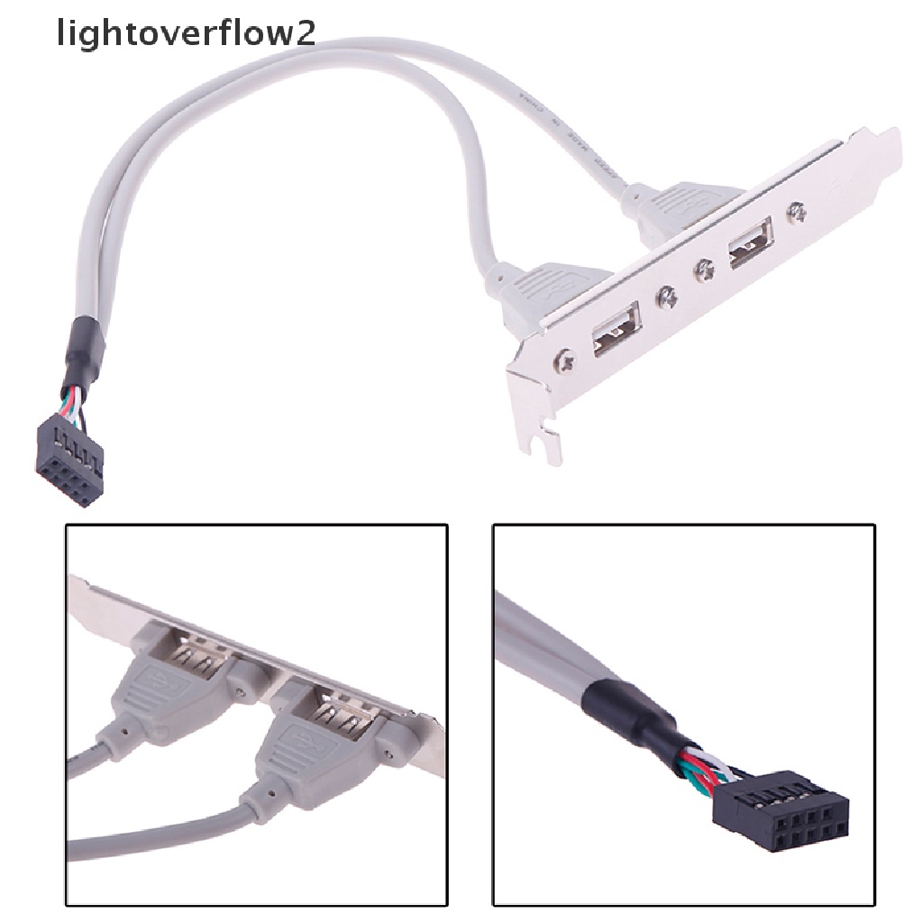 (lightoverflow2) 1pc Bracket Adapter Expansion Panel Belakang 2 Port USB 2.0 Untuk Motherboard Komputer