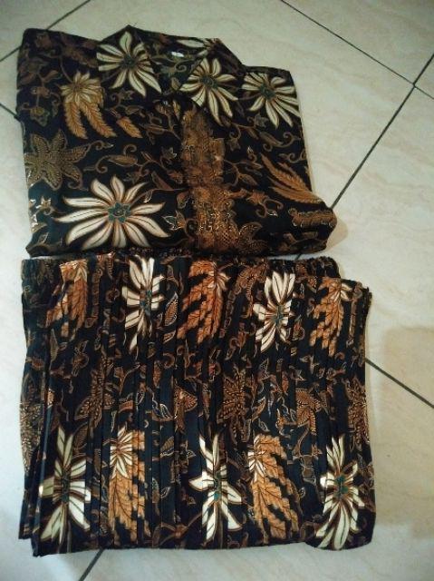 Couple Batik Sudri Family Rok Plisket Jumbo Dan Kemeja Ayah Serta Anak