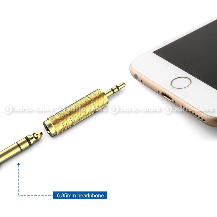 Audio Converter Gold Plated Jack 3.5mm to 6.5mm / 6.35mm Konektor Adapter Mic ke HP 6.5 to 3.5 mm