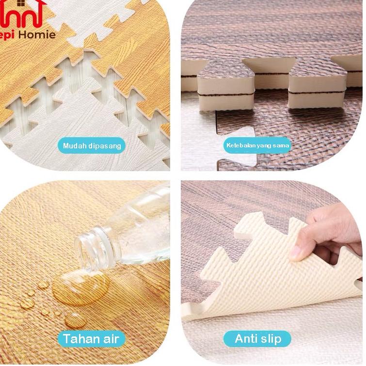 ➷Harga Termurah [HH] 60X60X1CM PUZZLE ALAS LANTAI EVA MAT WOOD KARPET TIKAR MATRAS EVAMAT MOTIF KAYU