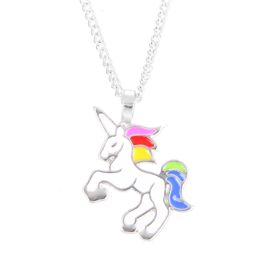 Hu Hu Hu Hu Hu Alat Bantu Pasang Kacamata♡ Kalung Rantai Liontin Unicorn Bahan Alloy Untuk Wanita