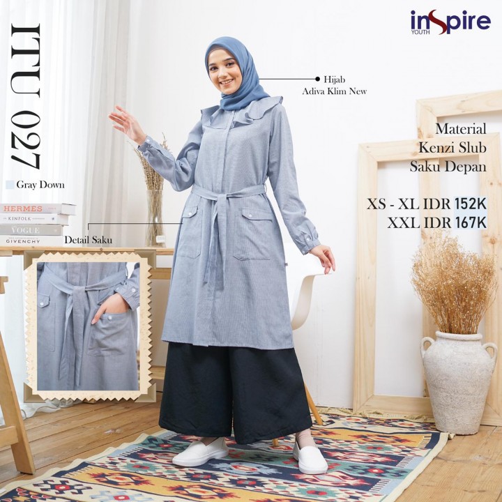 Inspire ITU 27 Tunik Panjang Polos Bahan Kenzi Slub