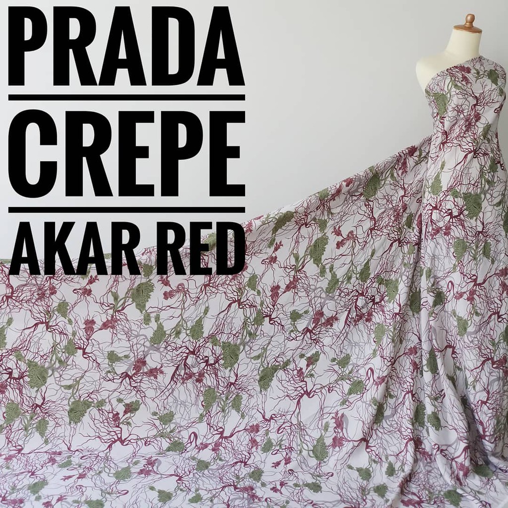 Kain Meteran Prada Crepe Akar Red (0.5M)