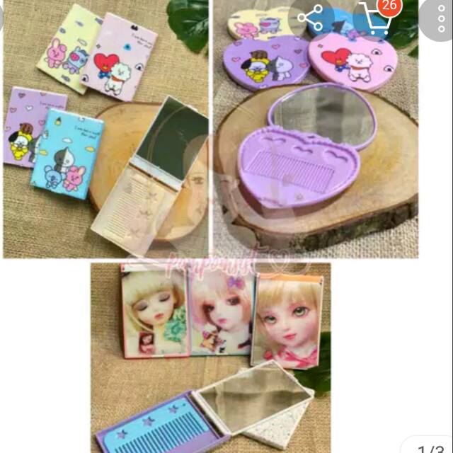 ✨kimneww✨CERMIN LIPAT+SISIR  MOTIF BTS READY