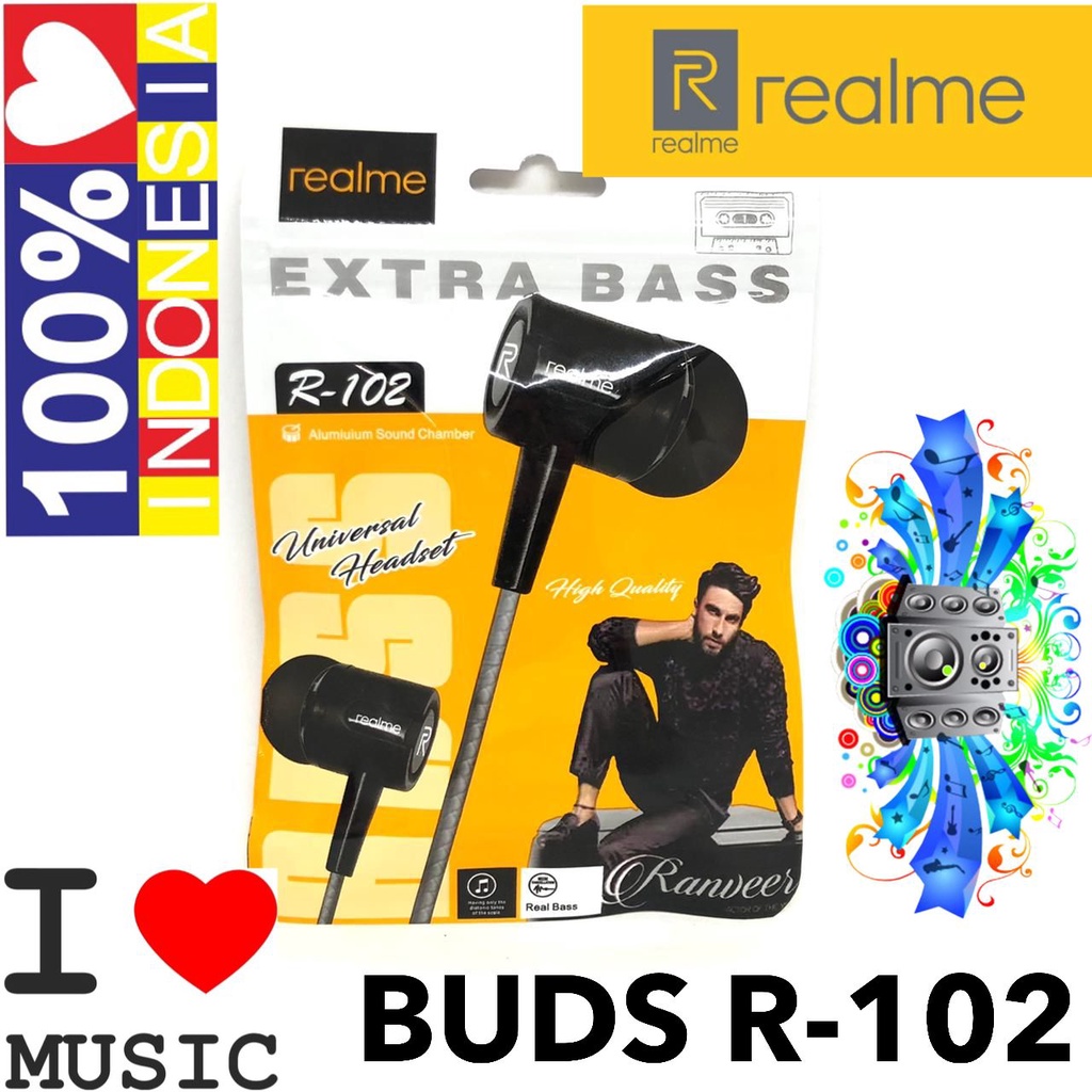 Grosir Headset Realme R-111 Bass Earphone HF Realme R111 Mic Handset Hansfree Realme R-111 Stereo Bass