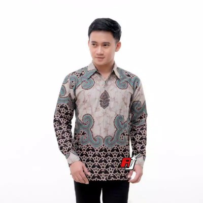 Kemeja Batik Pria Lengan Panjang Size M L Xl Xxl Bswart Batik Hrb026 Kenongo Hem Adipati Padi