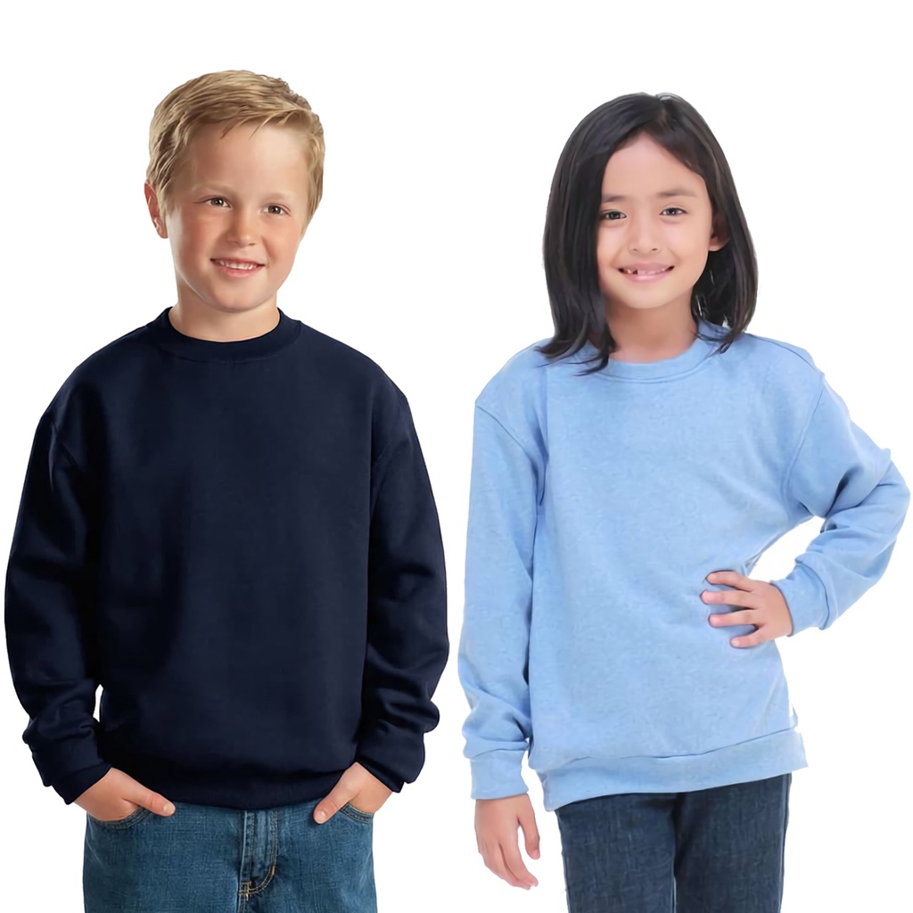 Sweater Polos Anak Unisex Basic Crewneck bahan fleece 1-10 Tahun Switer Anak Polos hoodie anak polos