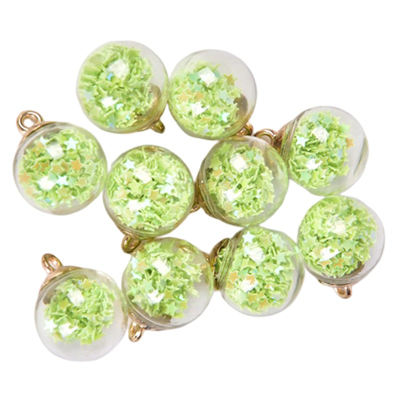 Hbid Glory 10Pcs / Set Liontin Bola Kaca Pentagram Natal Untuk Membuat Perhiasan DIY