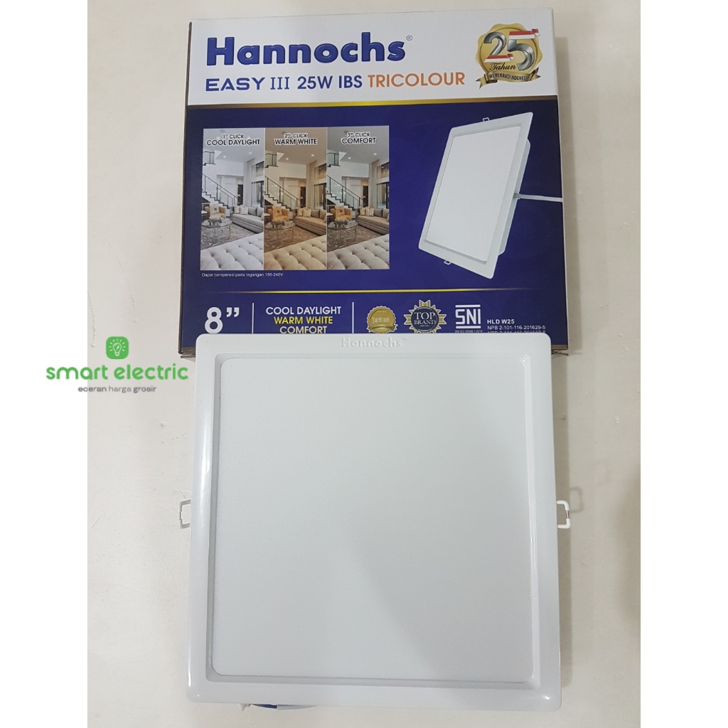 Hannochs Easy Tricolour 25 Watt Lampu Downlight Kotak LED Plafon Tanam