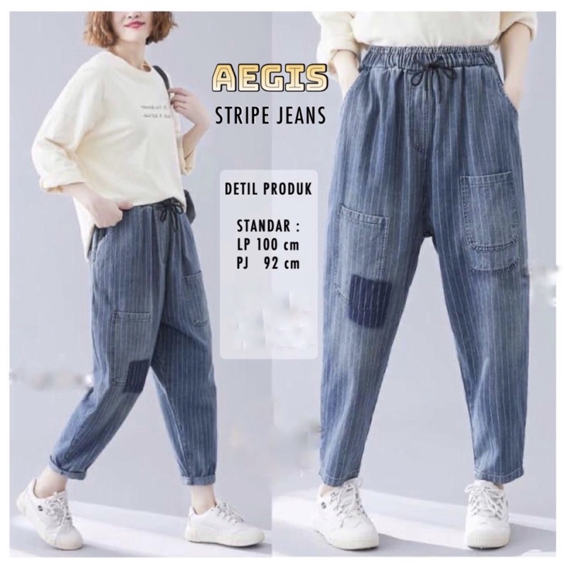 Aegis Stripe Jeans / Celana Jeans Kekinian / Celana Jeans Terbaru Terbaru Termurah KONVEKSIHIJAB.SOL