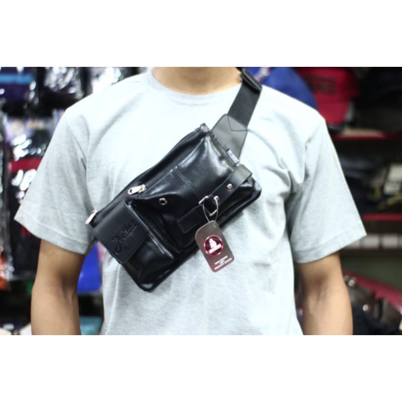 Tas Selempang Dada Pria Chest Bag Kulit Premium Anti Air