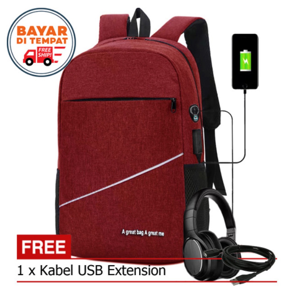 11.11&amp;12.12 BIG SALE!! Backpack Korea Tas Ransel Laptop USB Model Korea Tas Punggung Tas Ransel Sekolah  Tas Kerja Backpack Outdoor Joy-15