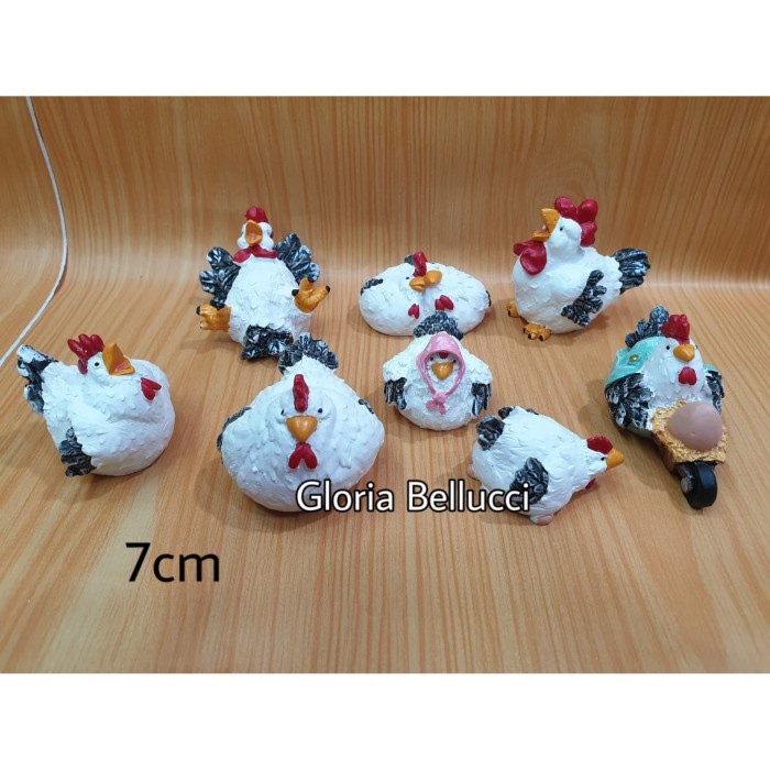 patung pajangan ayam lucu 8 miniatur chicken family ~ hpg700