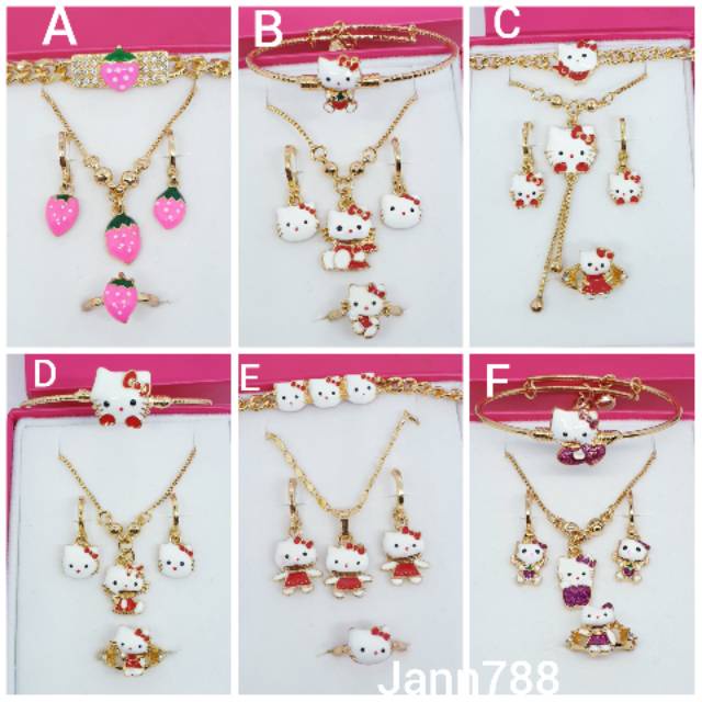 Kalung set anak xuping hello kitty lapis mas