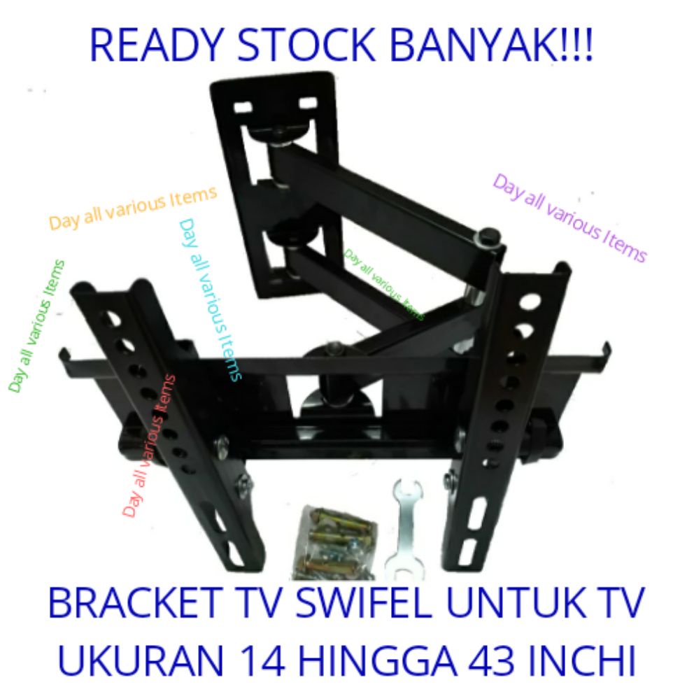 Bracket, breket, brecket tv swifel ukuran 14-43 inchi. Bracket led tv