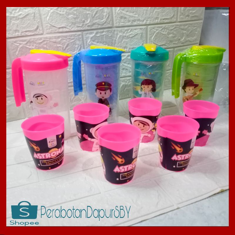 TEKO BERANAK MOTIF PROFESI KARAKTER ANAK 1 TEKO + 6 GELAS