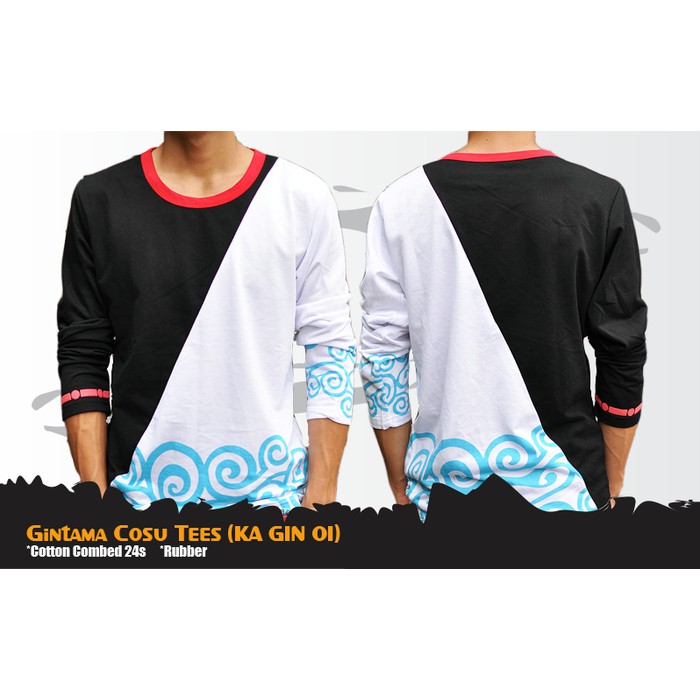 Kaos Gintama T-shirt Lengan Panjang Hitam Putih Anime KA GIN 01