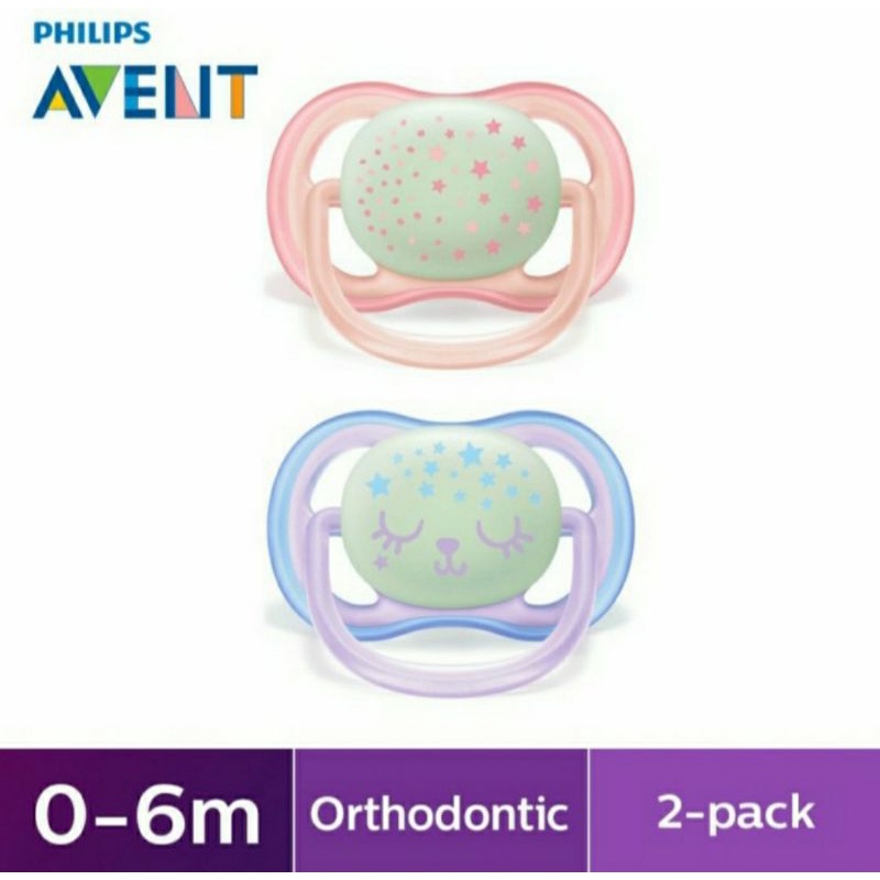 PHILIPS AVENT Ultra Air Night Pacifier 2pcs Empeng Bayi AVENT Soother