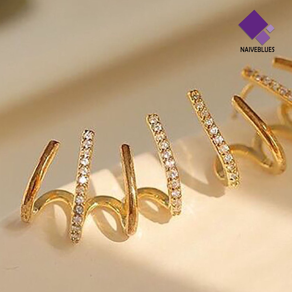 1 Pasang Anting Berlian Imitasi Bentuk U Untuk Wanita