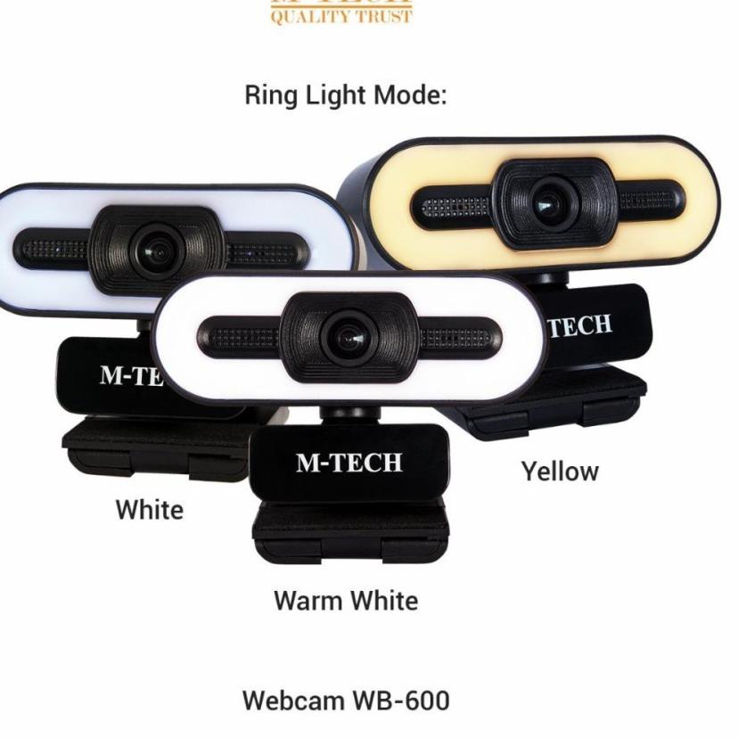 Hot Quality M-TECH WB600 Webcam 1080p Full HD with Ring Light & Microphone
