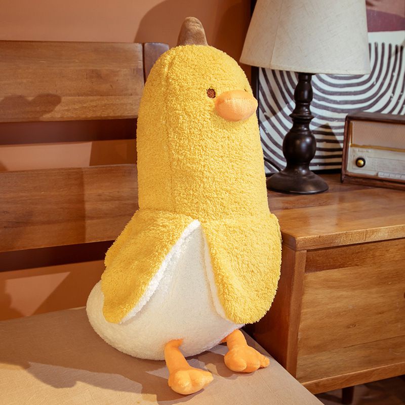 Kawaii Banana Duck Stuffed Plush Toy Long Body Hugging Pillow Gift Yellow/White 50/70cm