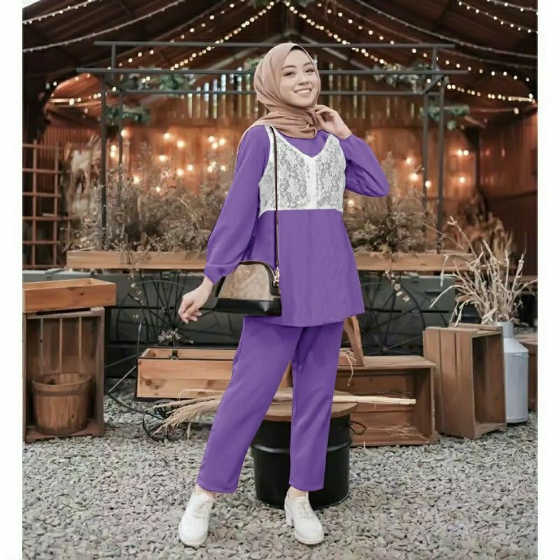 Set Setelan Celana kerja Wanita Felisia rompi Nempel