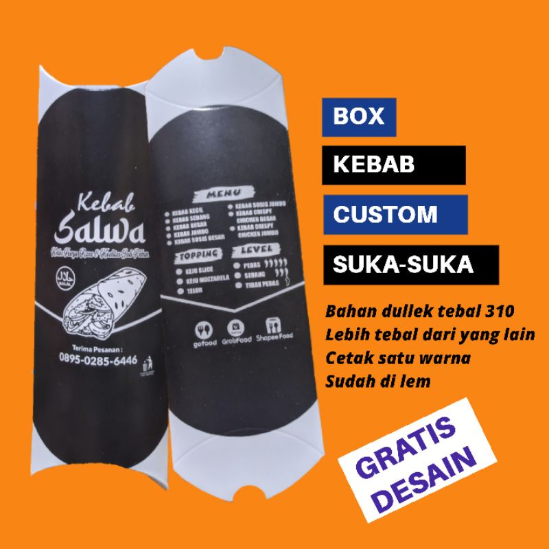 CUSTOM Kemasan Kebab / Dus Kebab /  Box Kebab / Wadah Kebab / Kantong Kebab / Tempat Kebab/