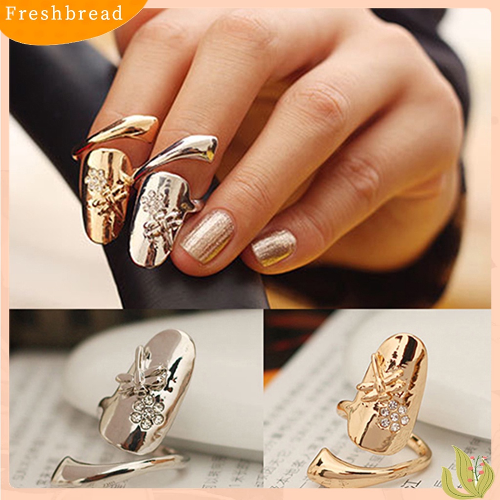 Fresh| 1pc Cincin Kuku Bahan Alloy Hias Berlian Imitasi Untuk Pesta