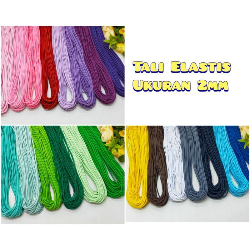 Tali karet elastis 2mm tali karet elastis warna
