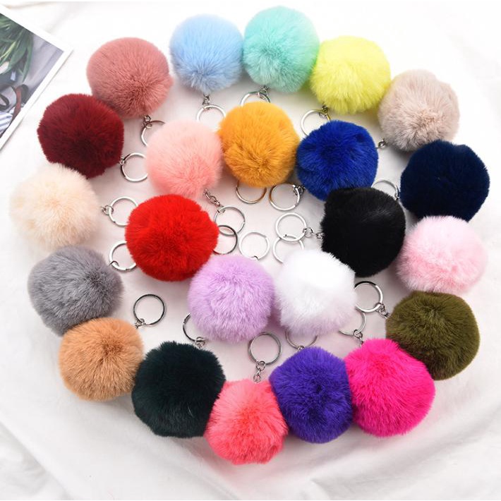 POMPOM Gantungan Kunci Tas Ransel / Ganci Lucu Murah / Hiasan Aksesoris Pom Pom