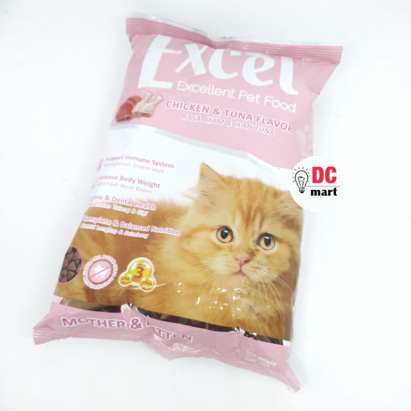 EXCEL Mother and Kitten 500 Gram / Makanan Kucing Kering untuk Ibu dan anak kucing