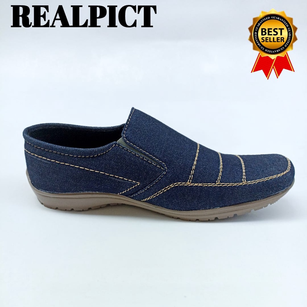 SEPATU SLIP ON PRIA/SEPATU SNEAKER CASUAL JEANS GARIS/SEPATU SLOP