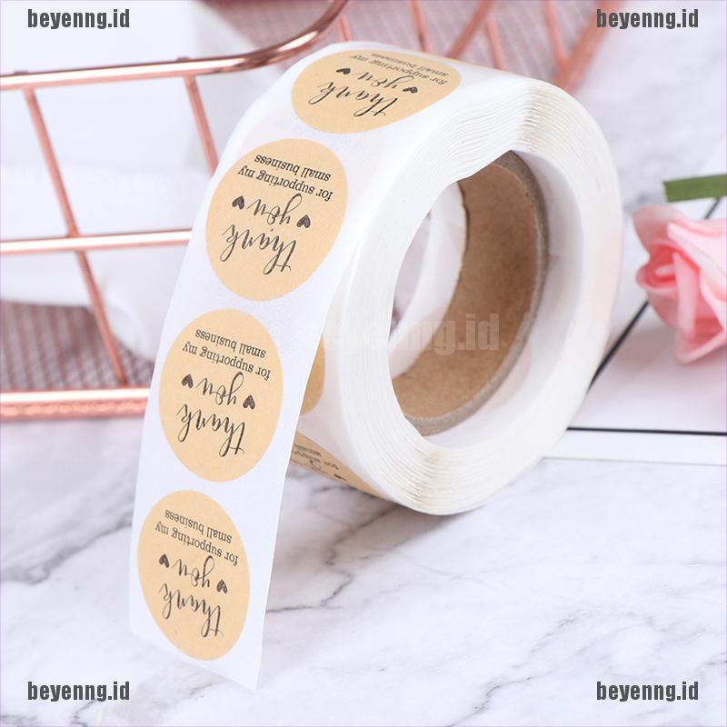 500pcs / roll Stiker Kertas Bulat Tulisan Thank You Handmade