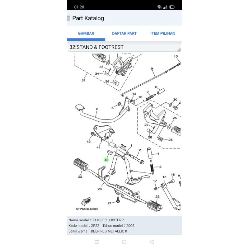 KARET STANDAR TENGAH YAMAHA VEGA ZR. RR. VEGA FORCE FI