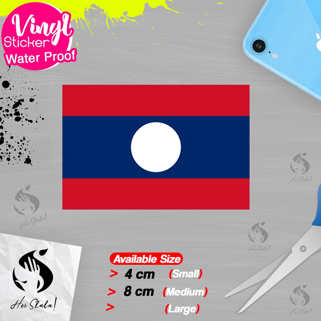 

Stiker Laos Sticker Vinyl Satuaan Motif Bendera Negara Dunia Bahan Anti Air