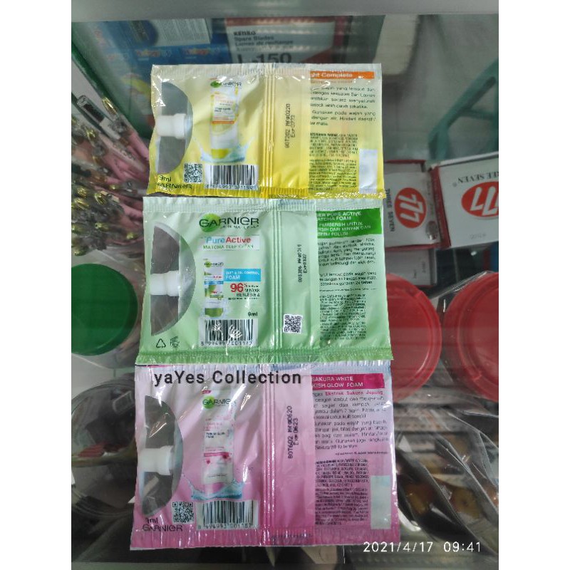 Garnier sabun pembersih wajah facial foam sachet pure active man men oil control sakura brightening