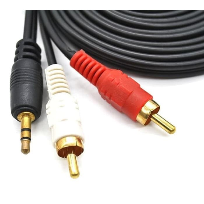 KABEL AUDIO AUX RCA 2 IN 1 PANJANG 1 METER / CABLE AUDIO HANDPHONE TO SPEAKER 2IN1