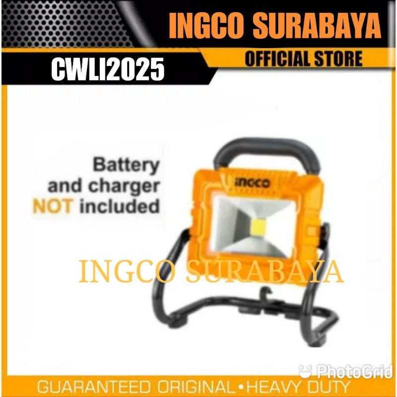 INGCO CWLI2025 LAMPU TEMBAK SOROT LED 20 WATT CORDLESS WORK LAMP 20V BATERAI