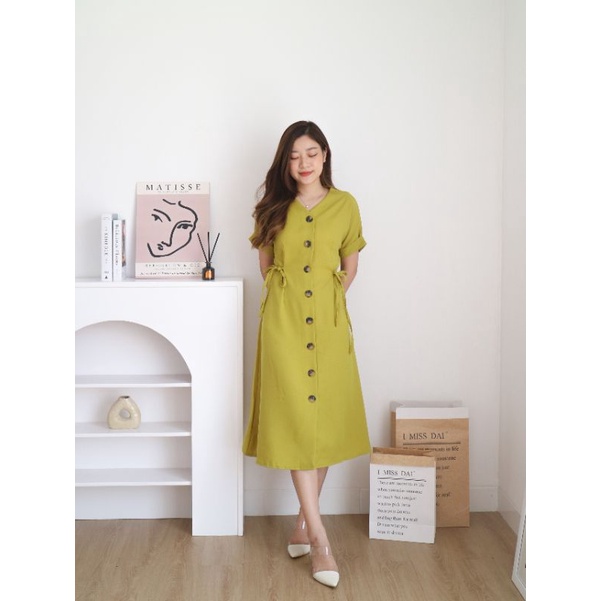 DS1566 - DRESS HOMEY BUSUI FRIENDLY WANITA DRESS BUNGA MIDI FLARE CASUAL