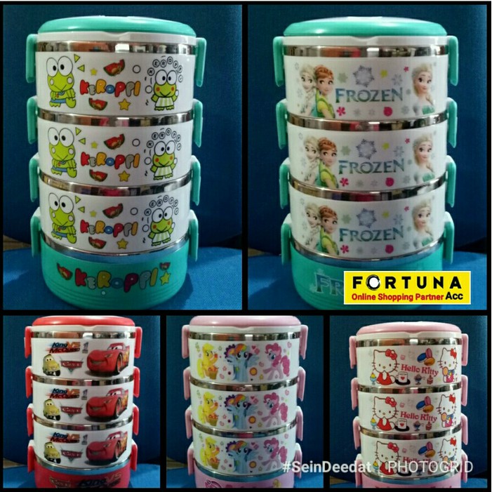 Rantang  4 Susun, Lunch Box, Tempat Nasi Sayur Motif Lucu Unik