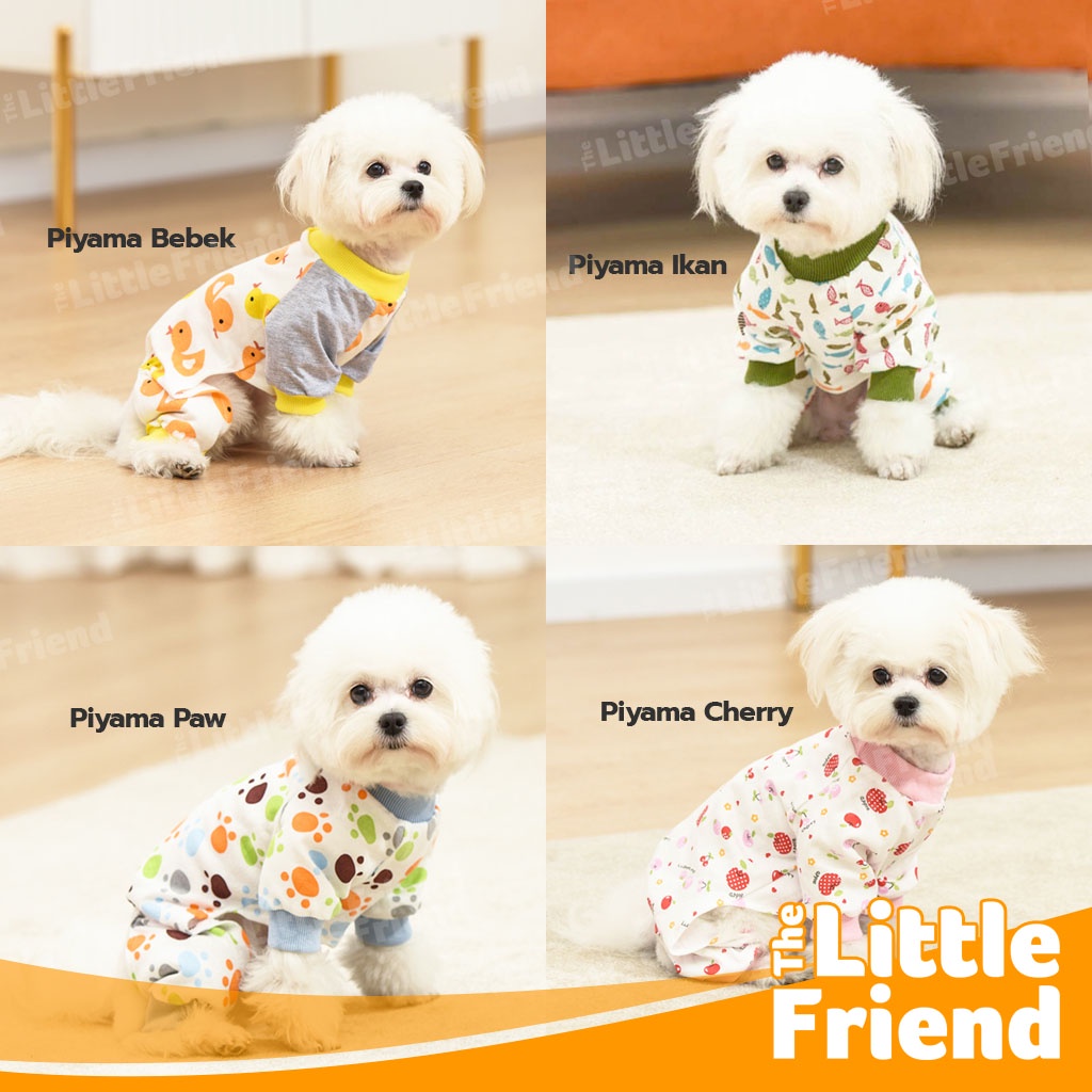 Baju Tidur Piyama Pajamas Kucing Anjing Model Jumpsuit Kartun Lucu