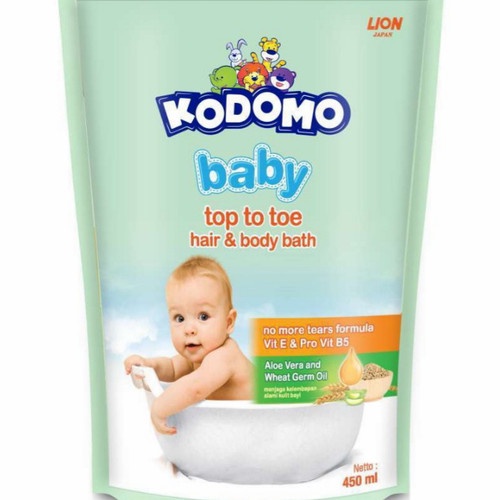 Kodomo baby Top to toe Hair &amp; bodybath Aloe Vera 450ml