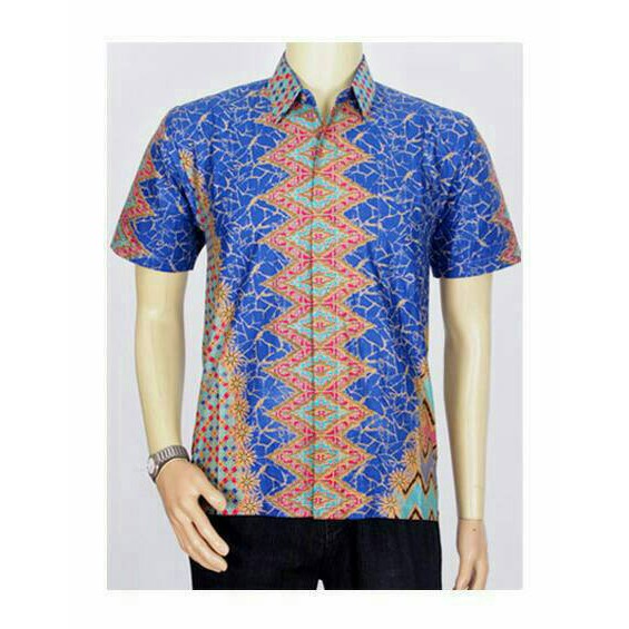 Jual Baju Batik Terbaru Kemeja Baju Batik Pekalongan Hem batik pria Motif Rang-rang biru